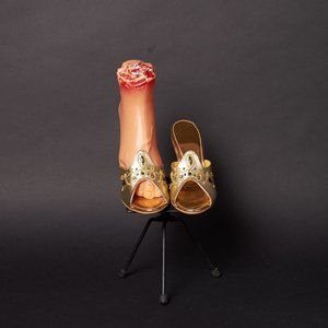 1950s Gold Jeweled Boomerang Heels Shoes